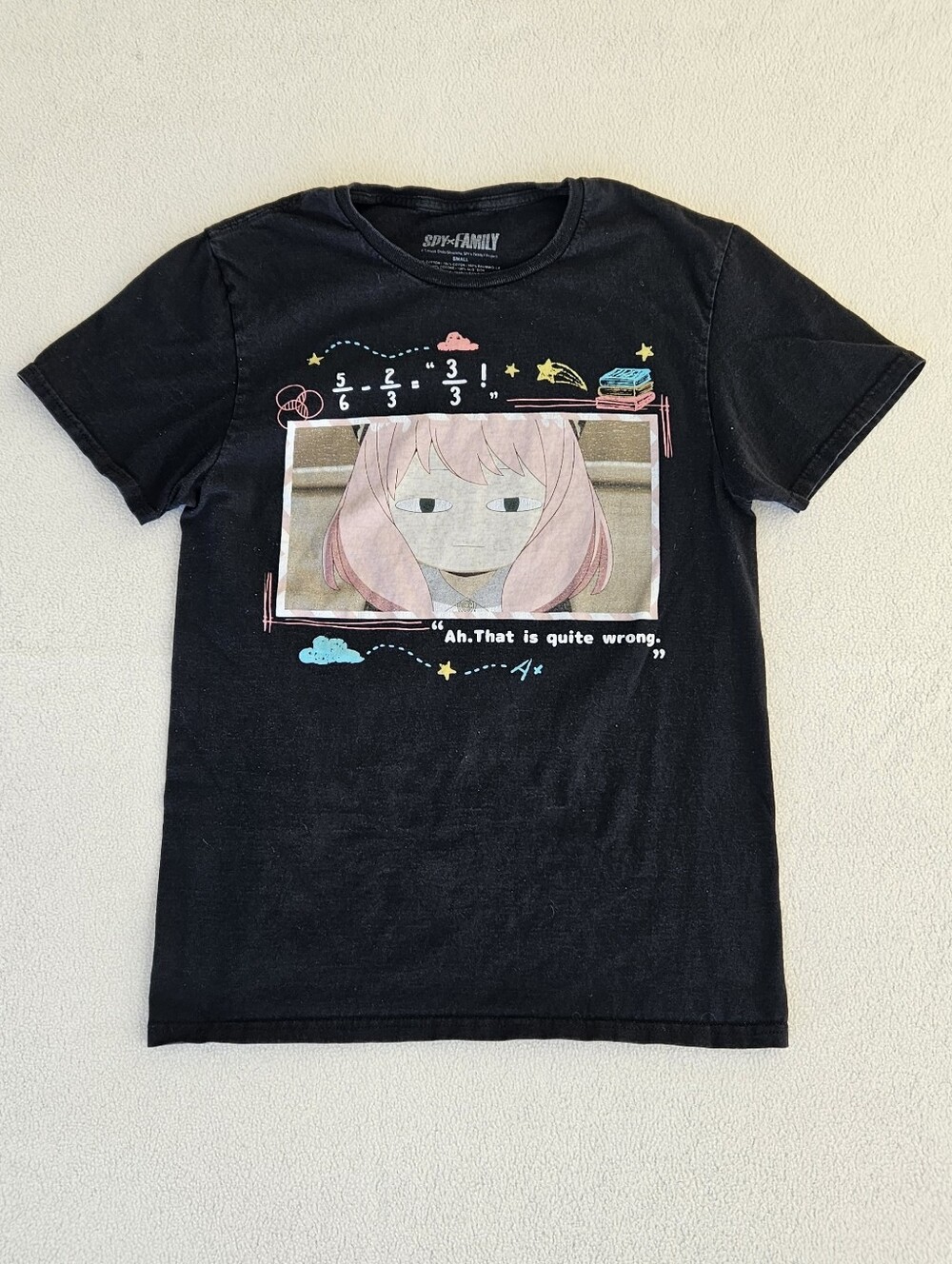Spy x Family Black Graphic Anime Short Sleeve T-Shirt Size S
